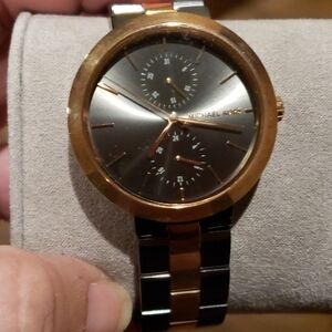 Michael kors garner watch gunmetal gold new iob